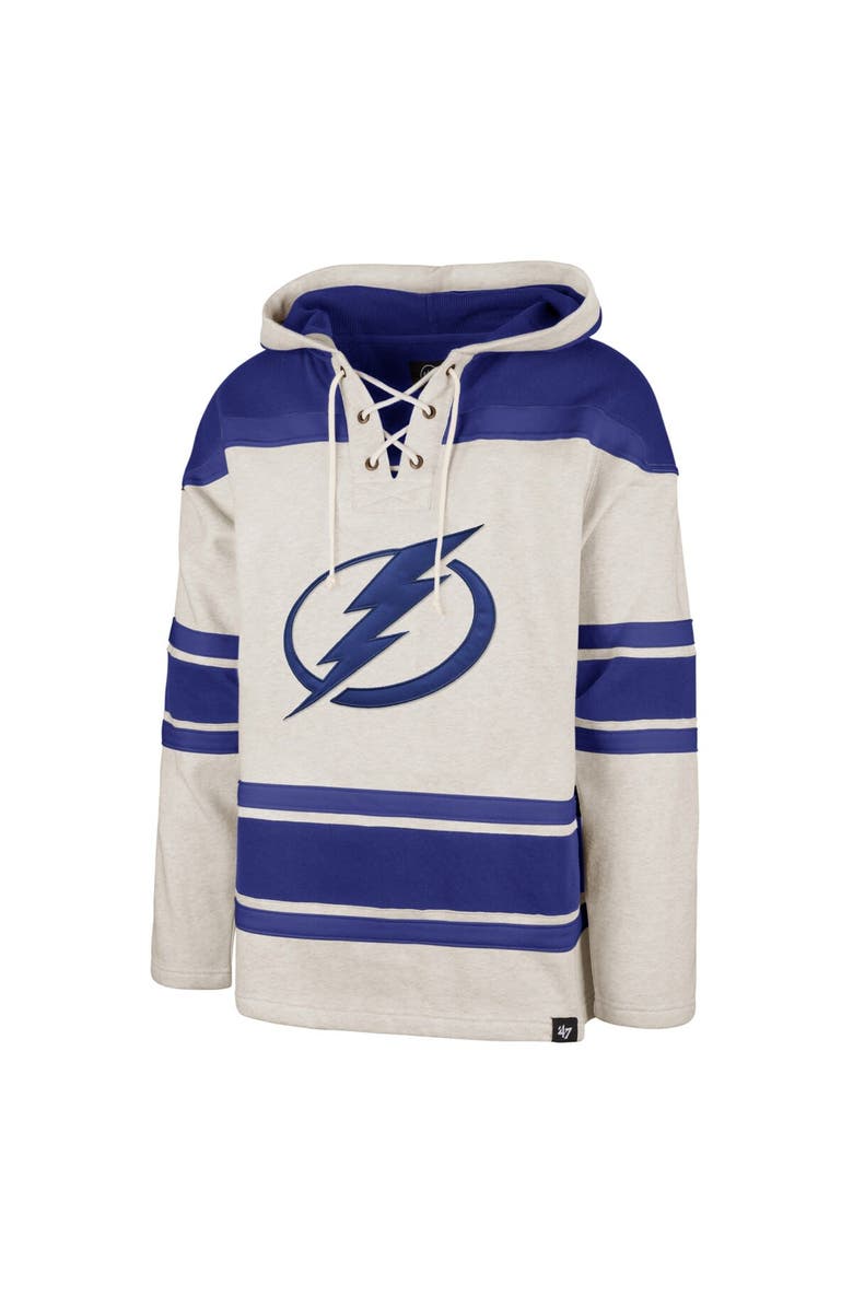 '47 Men's '47 Oatmeal Tampa Bay Lightning Rockaway Lace-Up Pullover Hoodie, Alternate, color, Oatmeal