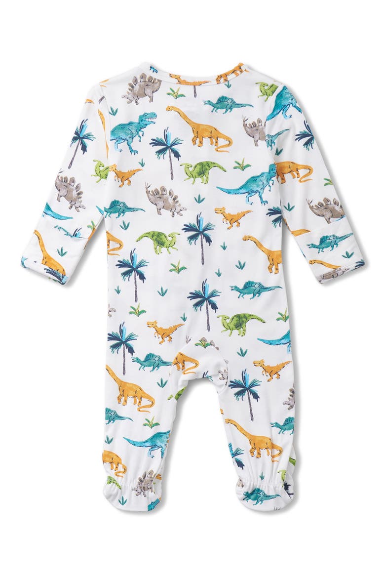 Prehistoric Dino Jersey Zip Footie, Alternate, color, WHITE
