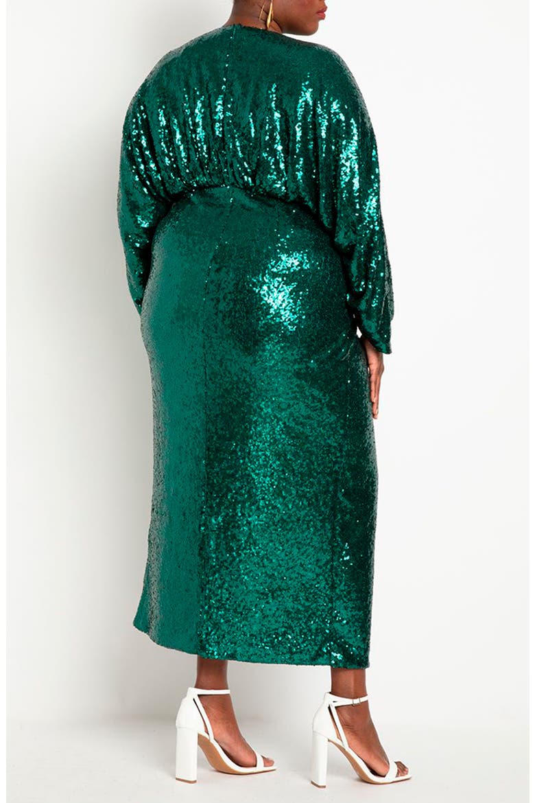 Dolman Long Sleeve Sequin Dress, Alternate, color, EMERALD
