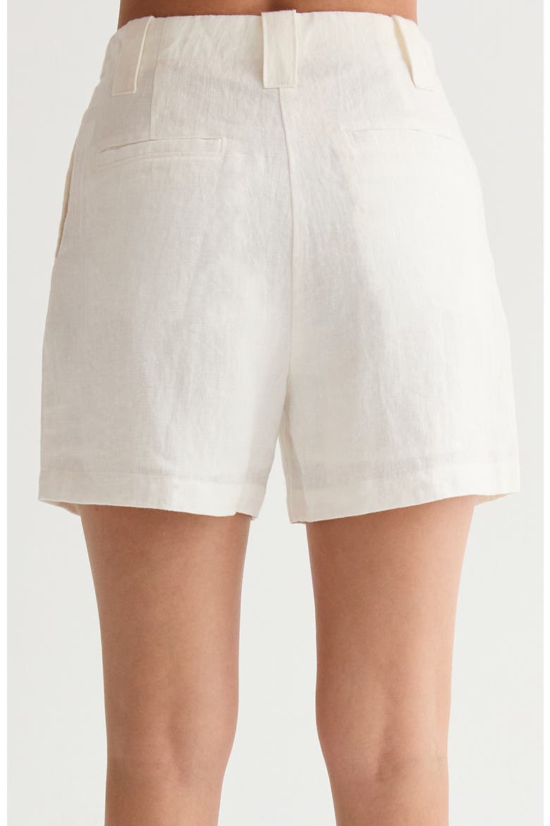 Pleated Linen Shorts, Alternate, color, White