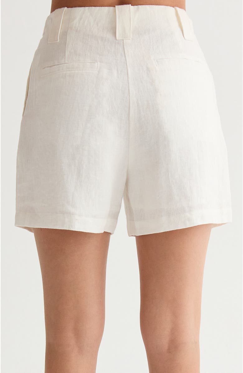 CRESCENT Pleated Linen Shorts, Alternate, color, White