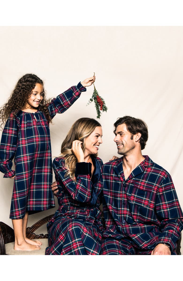 Petite Plume Kids' Plaid Flannel Nightgown, Alternate, color, Navy