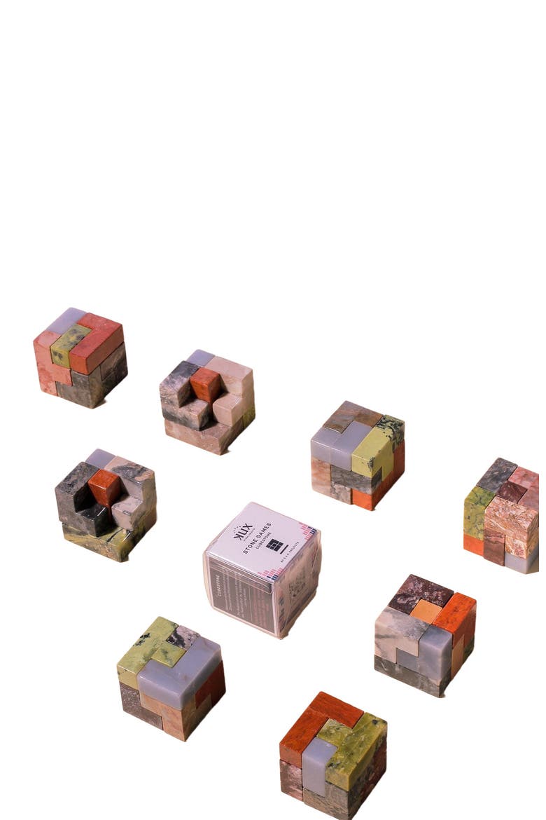 Soma Cube 3D Gemstone Puzzle, Alternate, color, Multi