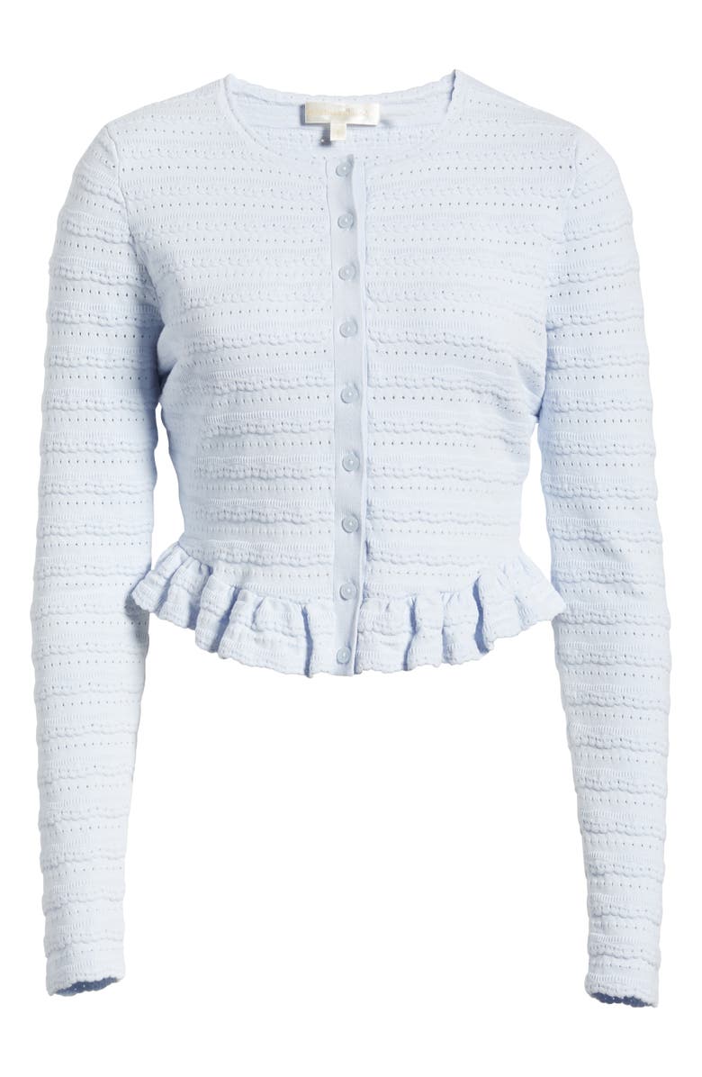 LoveShackFancy Rogan Pointelle Cardigan, Alternate, color, Morning Sky