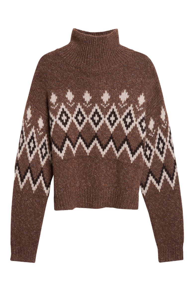 Gudrun Fair Isle Cashmere Sweater, Alternate, color, DARK COCOA/ SAND