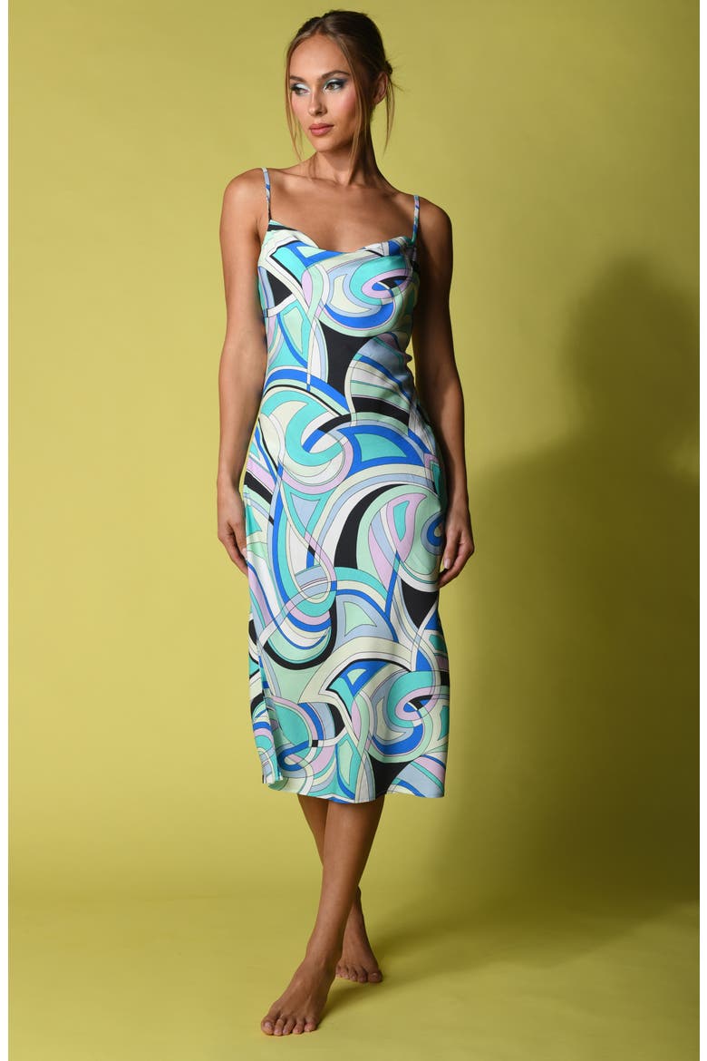 Studio Swirl Cowl Neck Sleeveless Midi Dress, Alternate, color, SEAFOAM