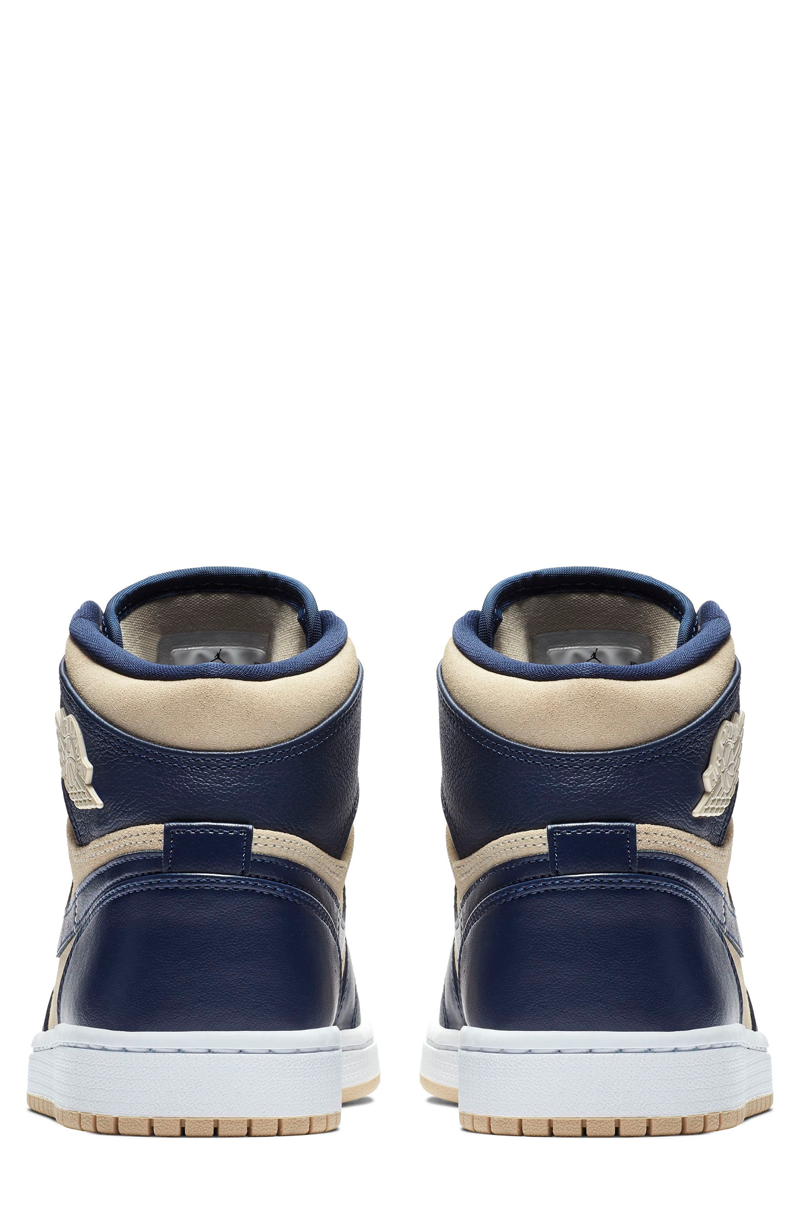 Nike Jordan Air Jordan 1 Retro Premium High Top Sneaker, Alternate, color, MIDNIGHT NAVY/ CREAM/ WHITE