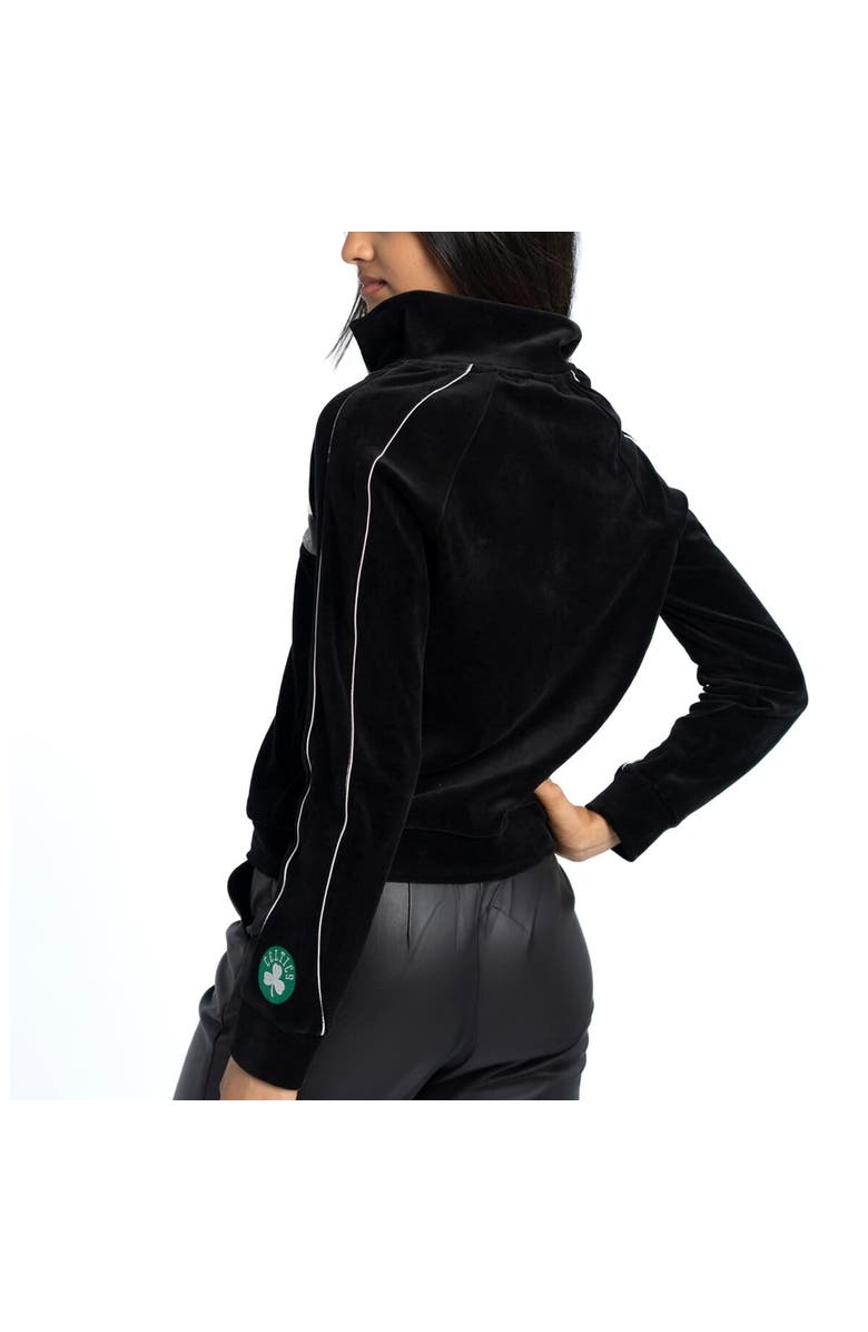 LUSSO Women's Lusso Black Boston Celtics Nixie Chevron Color-Block Raglan Full-Zip Track Jacket, Alternate, color, Black