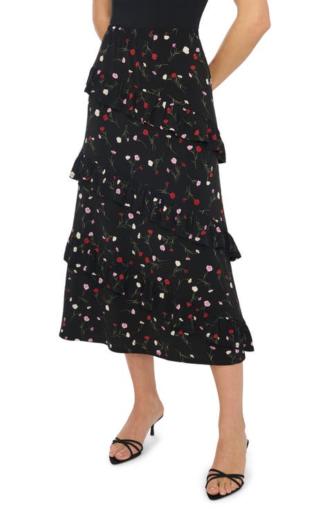 Asymmetric Ruffled Midi Skirt