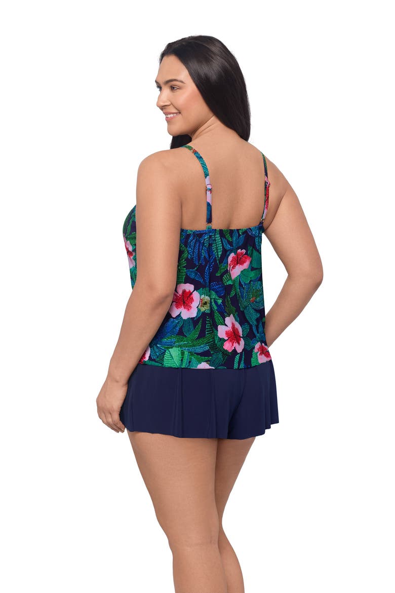 Farrah Scoopneck Swim Romper with Pockets, Alternate, color, Jungle Oasis