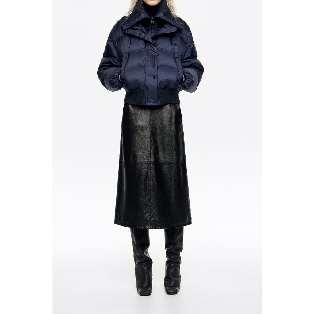 Bimba Y Lola Down Jacket With Maxi Knit Neck In Blue