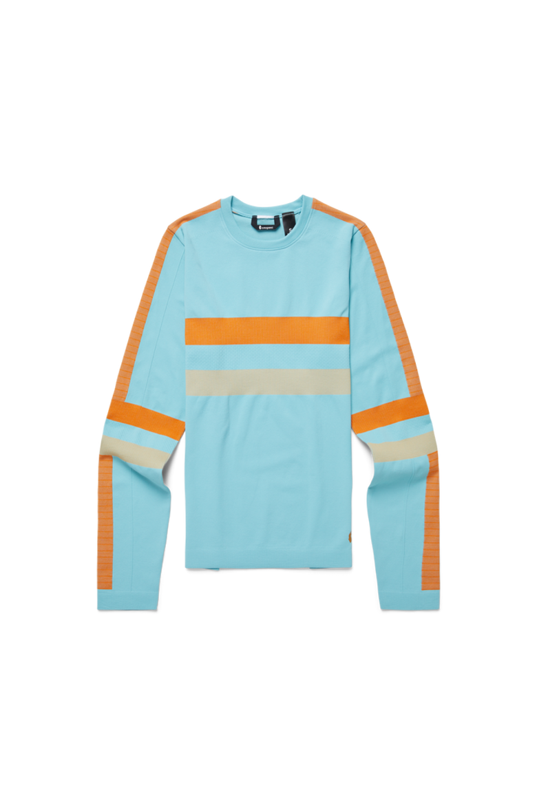 Debajo Seamless Baselayer Crew - Women's, Alternate, color, Bluebird Stripes