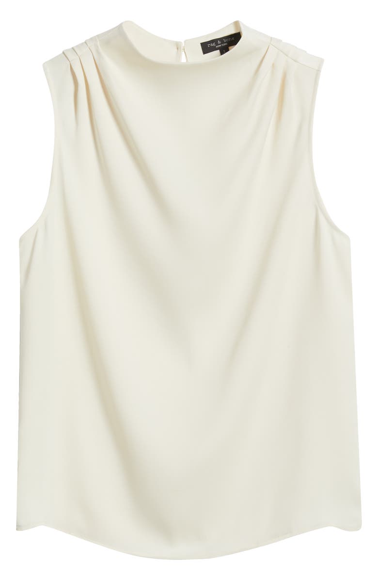 rag & bone Julie Mock Neck Sleeveless Satin Top, Alternate, color, Ivory