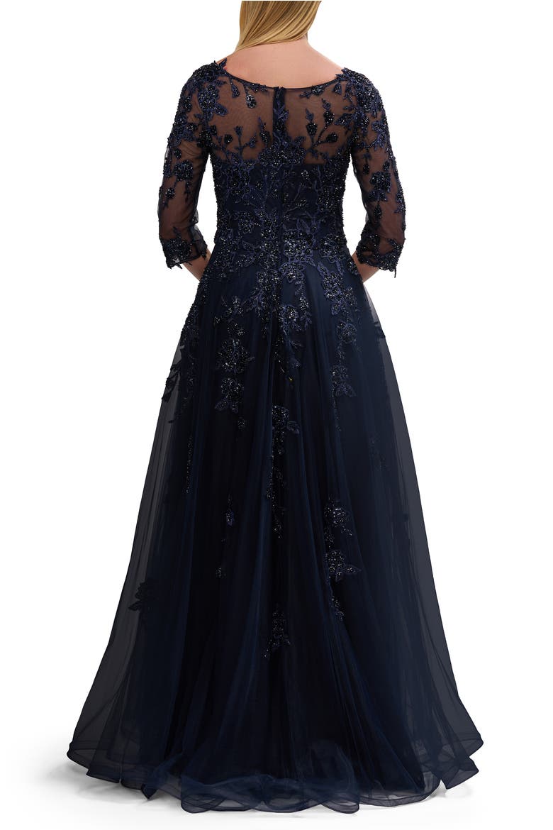 A-line Tulle Mother of the Bride Dress with Gorgeous Beaded Lace, Alternate, color, Navy