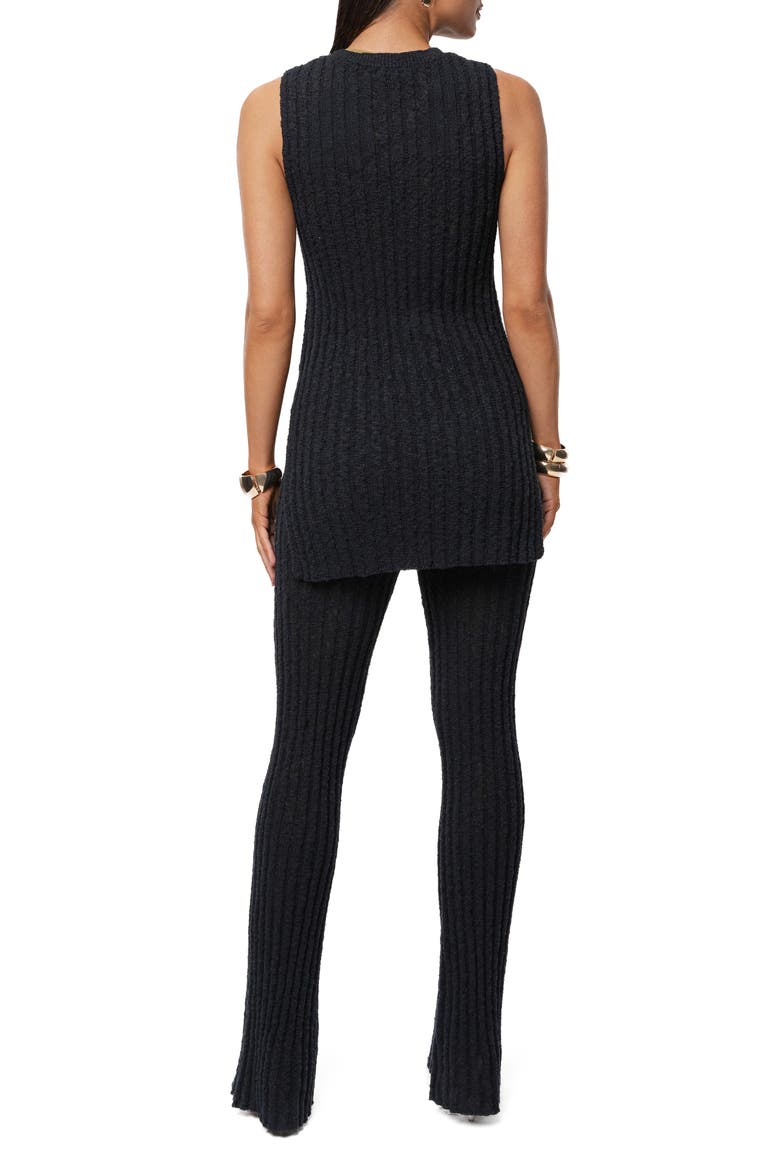 Lanah Rib Knit Flare Pants, Alternate, color, BLACK