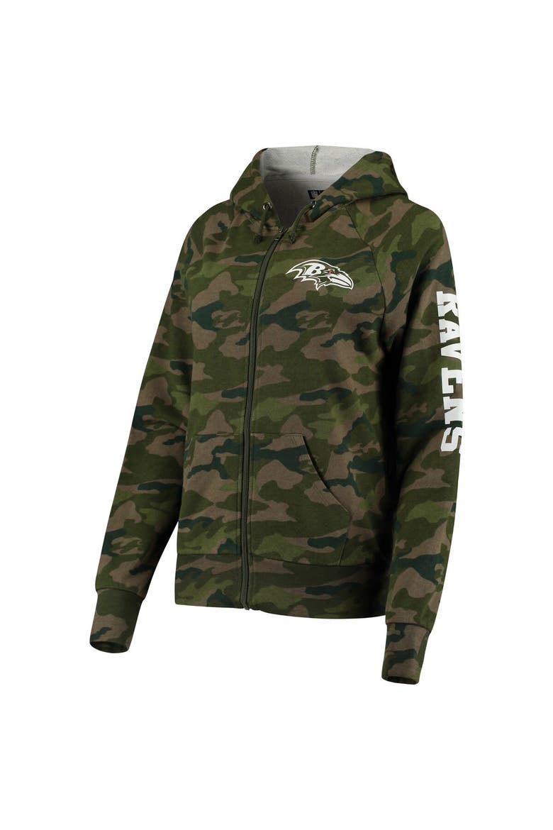 Women's New Era Camo Baltimore Ravens Raglan Full-Zip Hoodie, Alternate, color, Camo
