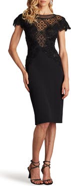 Tadashi Shoji Sequin Floral Embroidered Detail Sheath Cocktail Dress