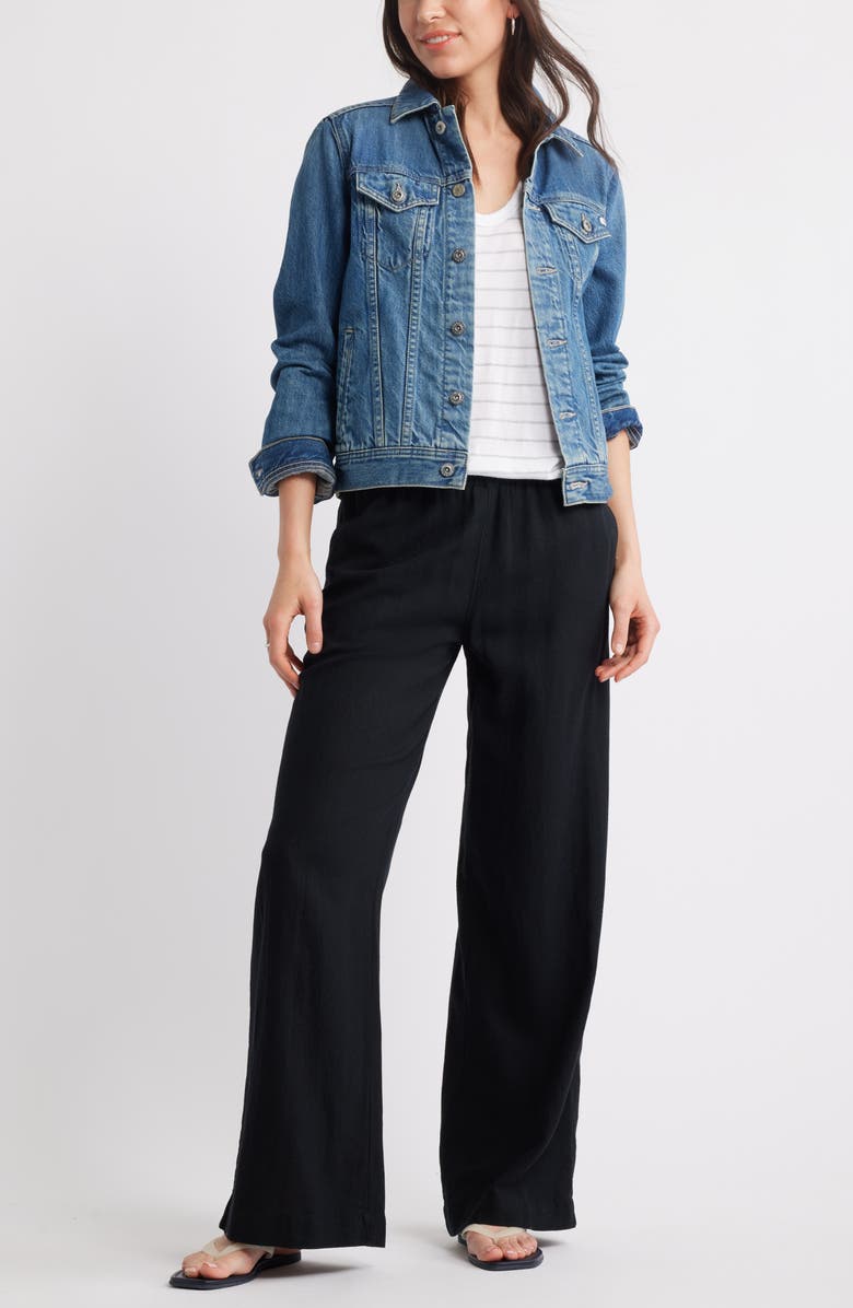 Wide Leg Pull-On Linen Blend Pants