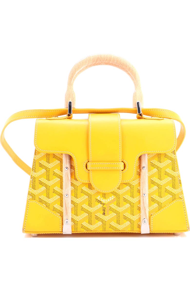 Pre-Owned Goyard Structured Saigon Top Handle Bag Coated Canvas with Leather Mini, Main, color, Yellow
