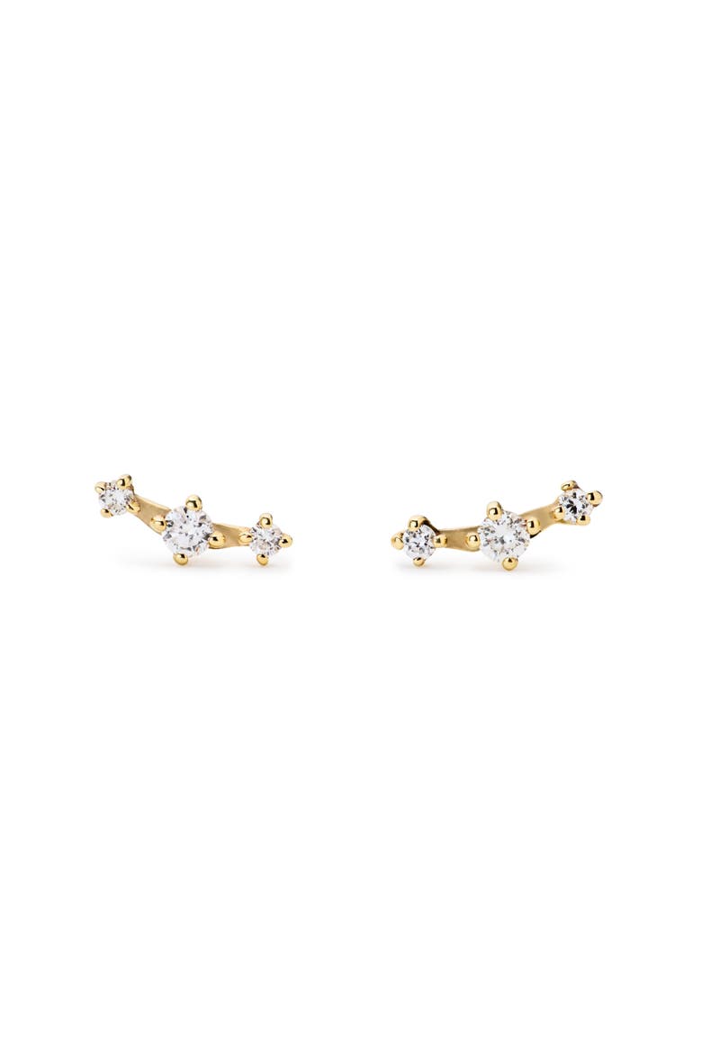 Gold Stud Earrings - Triple Diamond Studs, Main, color, Gold
