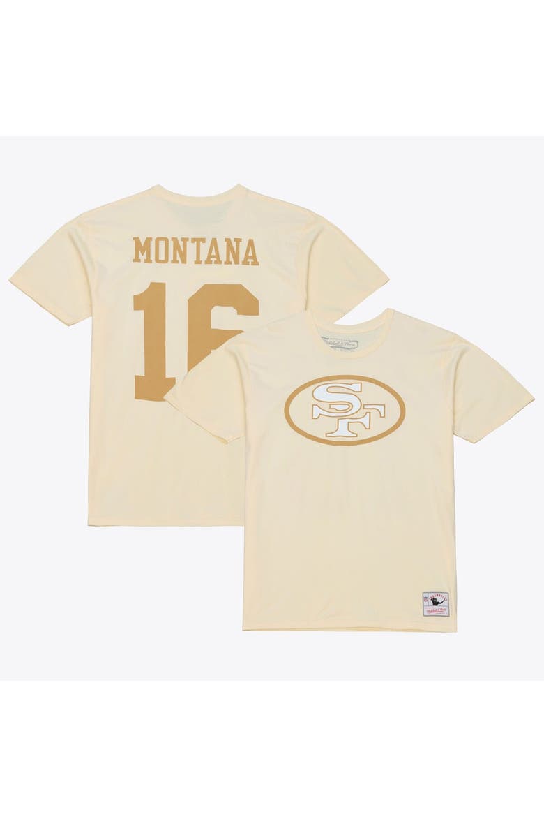 Men's Mitchell & Ness Joe Montana Cream San Francisco 49ers Sandman Name & Number T-Shirt, Main, color, Cream