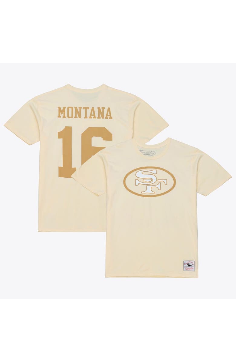 Mitchell 
Ness Men
s Mitchell 
Ness Joe Montana Cream San Francisco 49ers Sandman Name 
Number T-Shirt, Main, color, Cream
