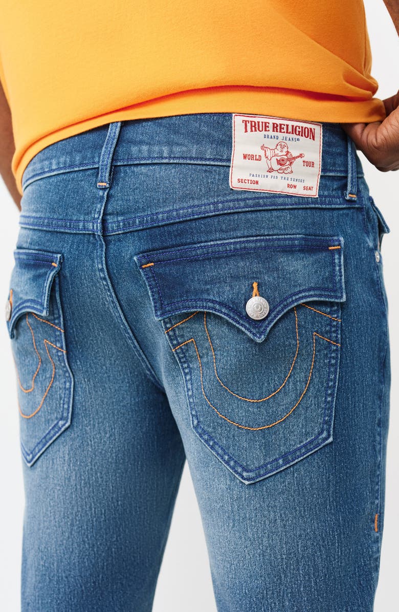 True Religion Rocco Super T Flap Raw Hem Jean Shorts, Alternate, color, Medium Blue Quartz Wash