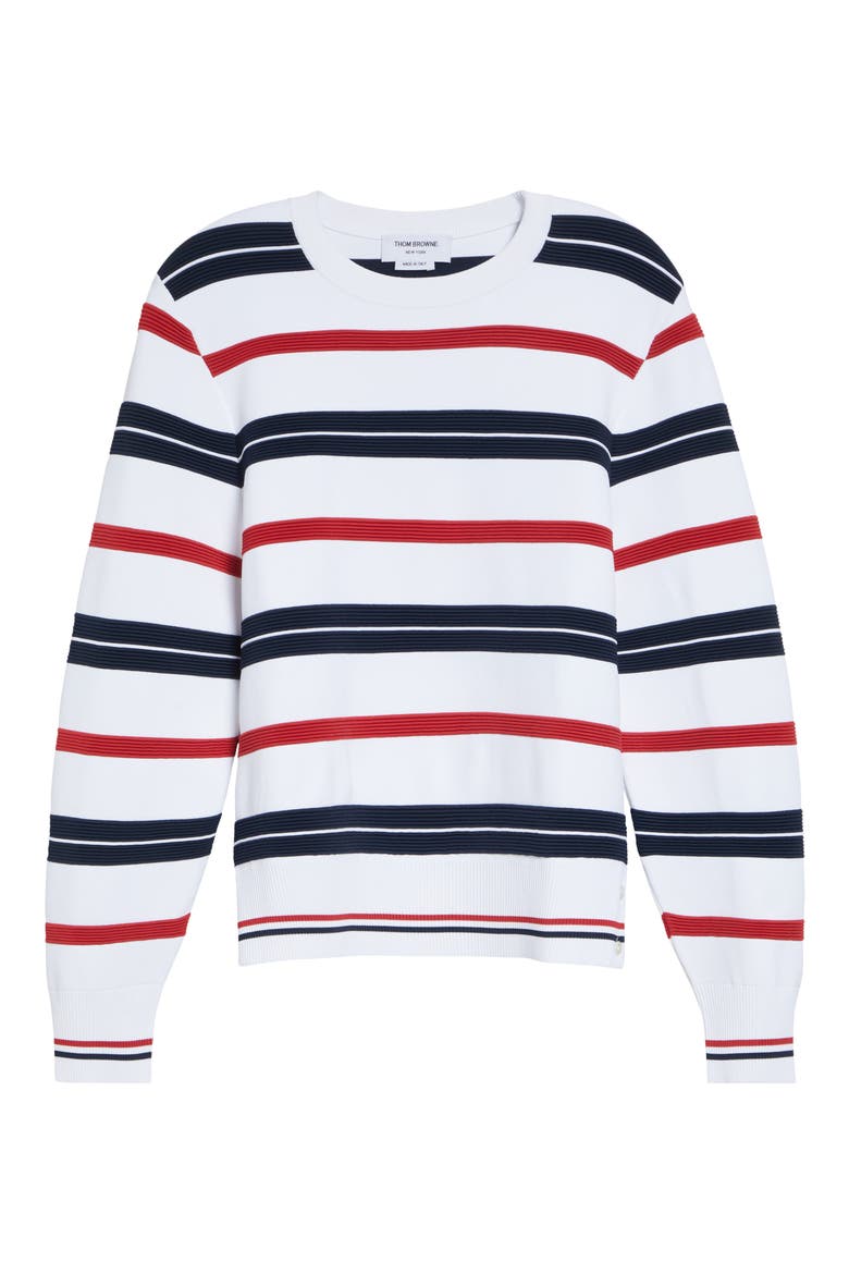 Variegated Rep Stripe Ottoman Stitch Sweatshirt, Alternate, color, WHITE