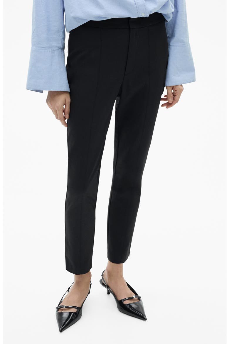 Straight Leg Ankle Pants, Main, color, BLACK