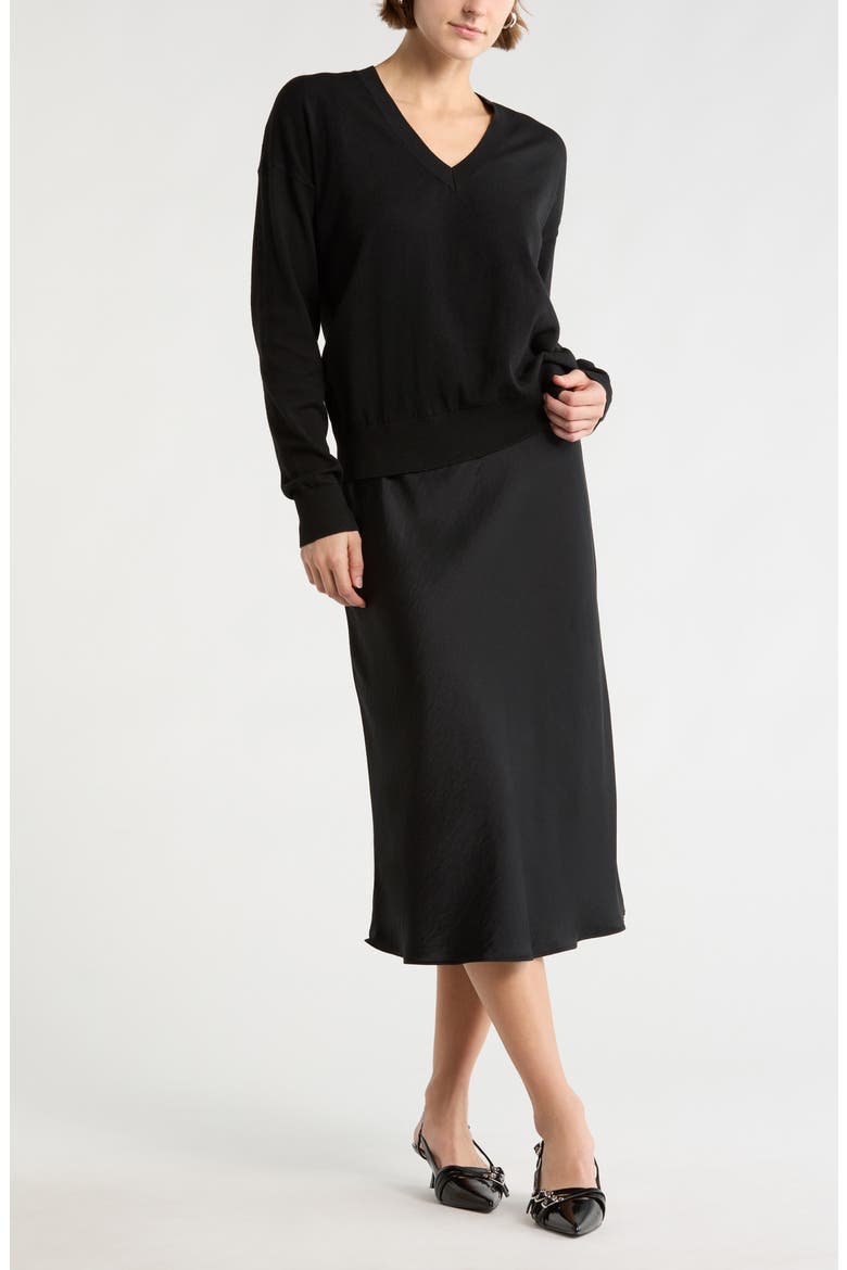 V-Neck Pullover Sweater, Main, color, BLACK