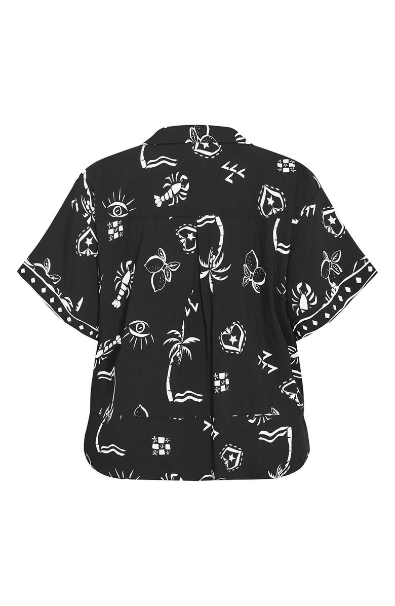 City Chic Resort Print Tie Front Top, Alternate, color,