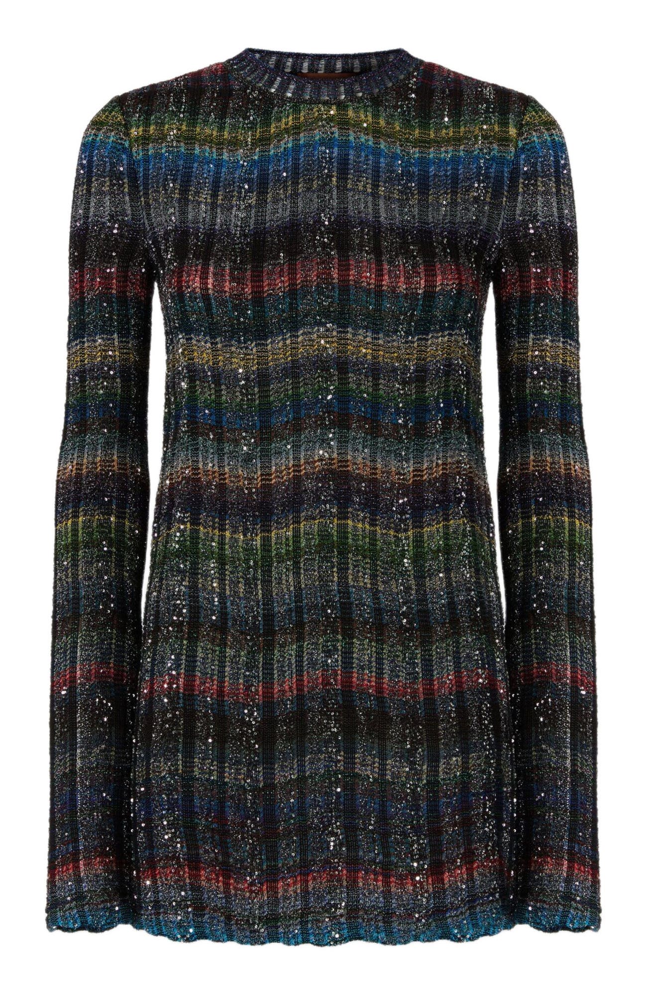 Crew Neck Sweater With Wave Pattern - image 2