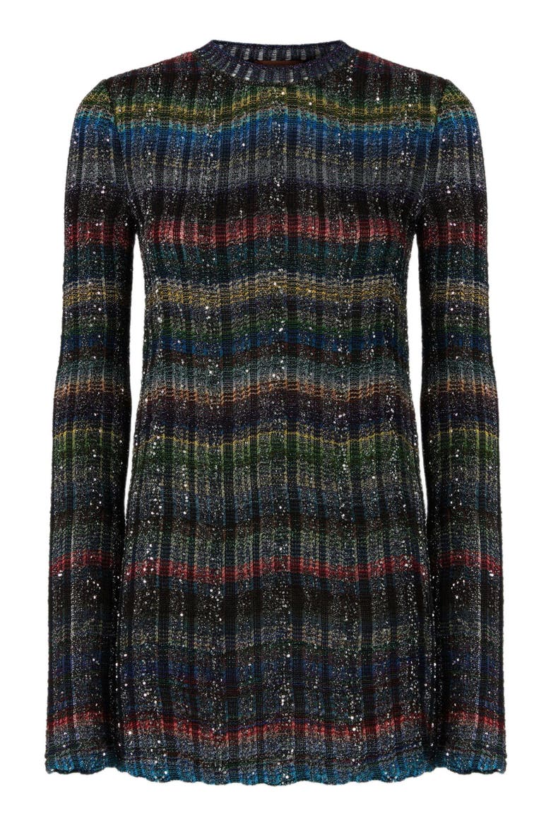 Crew Neck Sweater With Wave Pattern, Alternate, color, Multicoloured