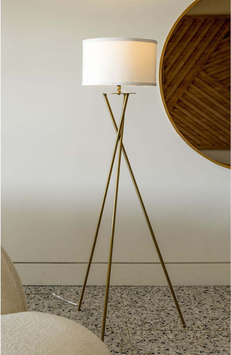 Brightech Jaxon 60' Smart Home Compatible LED Twisted Tripod Floor Lamp, Alternate, color, Antique Brass