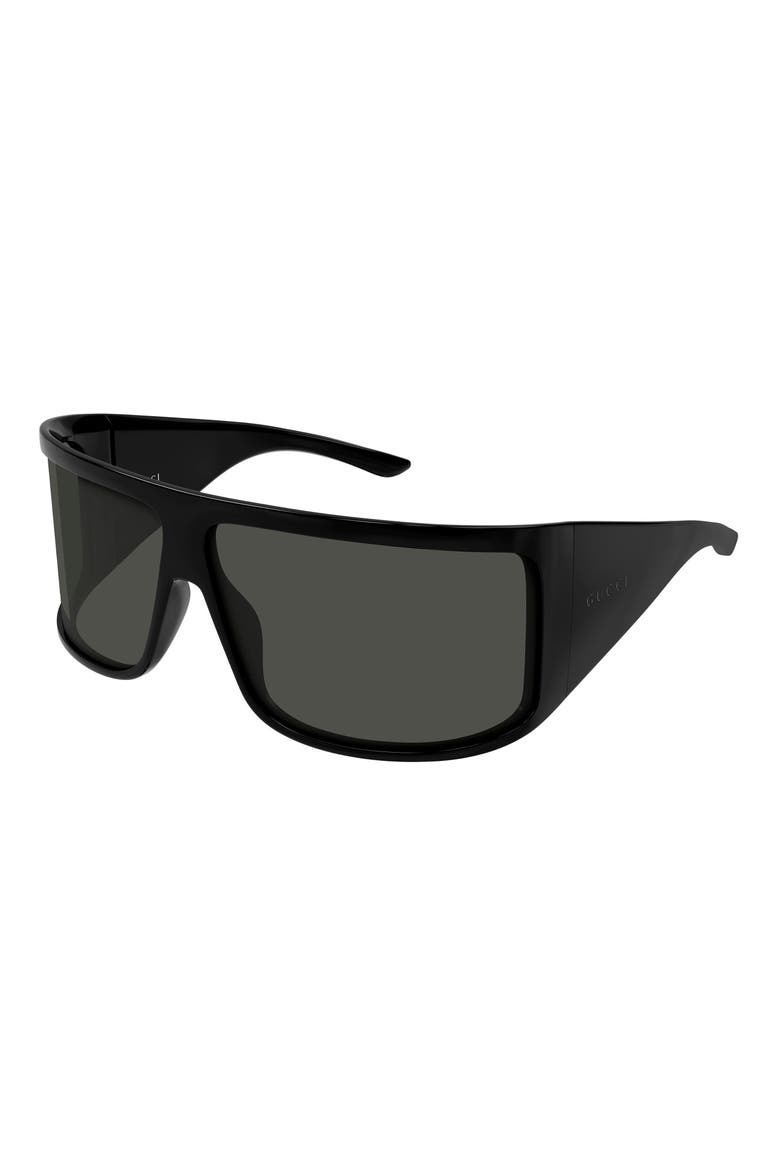 74mm Gradient Oversize Shield Sunglasses, Alternate, color, BLACK