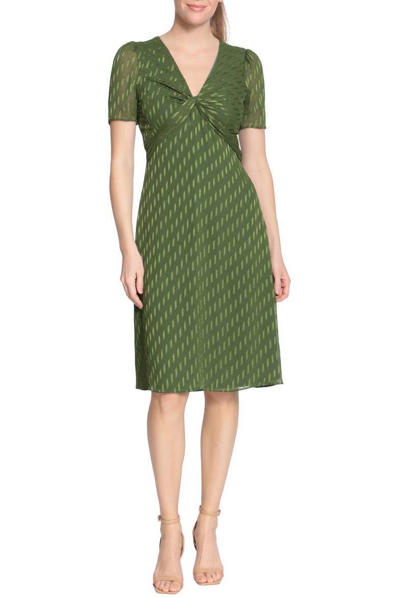 Draped Fit And Flare Midi Dress, Main, color, CHIVE