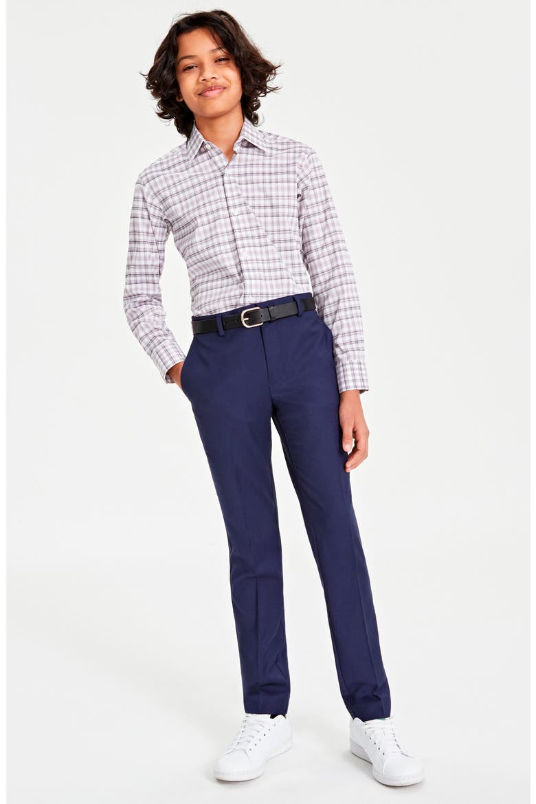 Kids' Plaid Button-Up Shirt, Alternate, color, PURPLE MIX