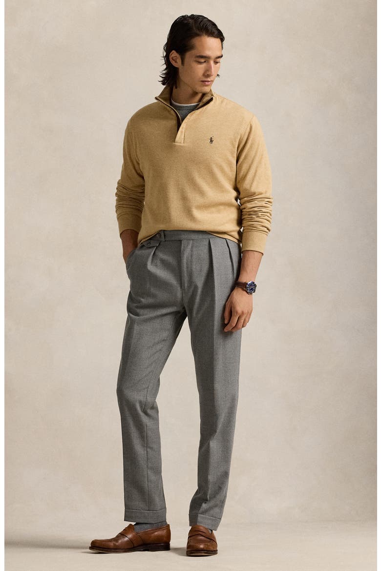 Cotton Blend Quarter Zip Pullover, Alternate, color, CLASSIC CAMEL HEATHER