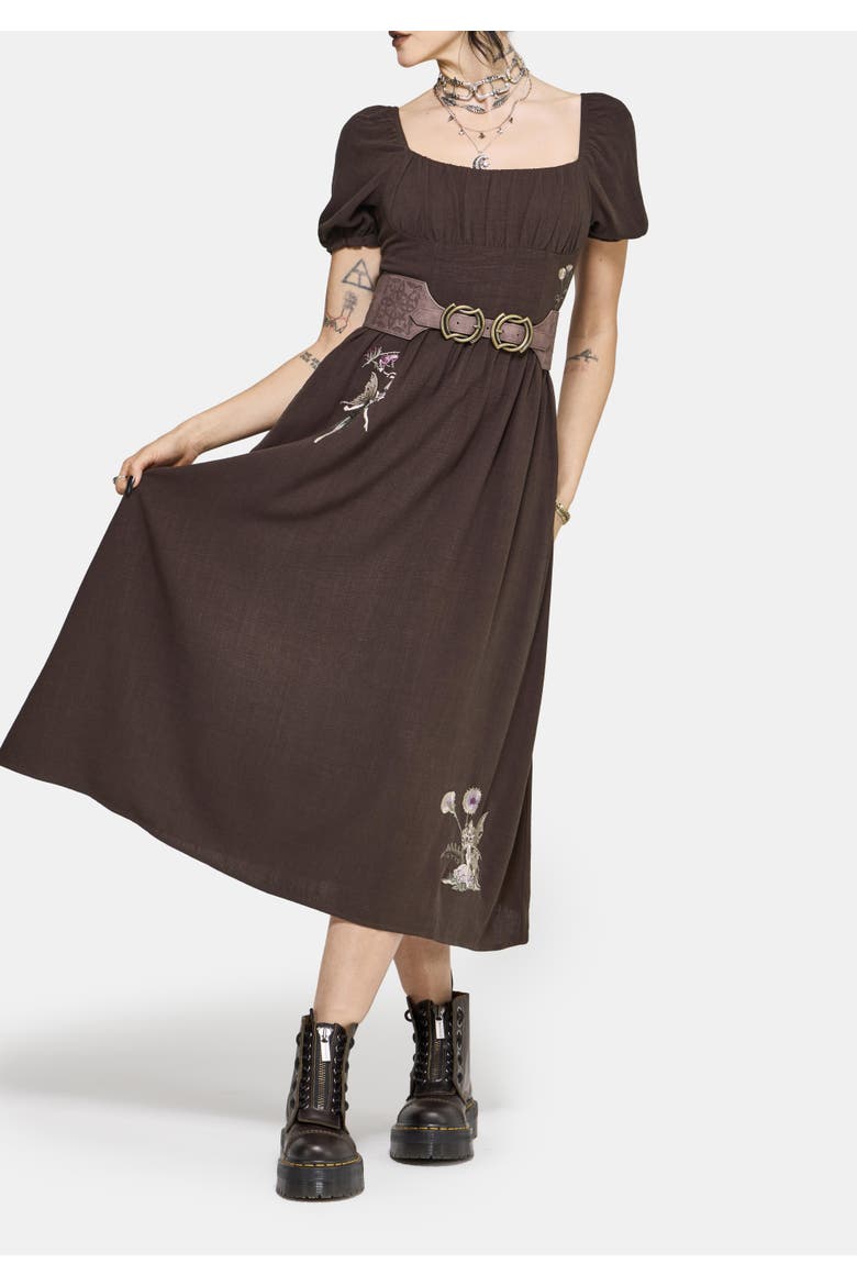 Faela Fairy Embroidered Midi Dress, Alternate, color, Black