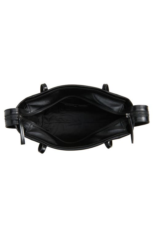 Balmain Small Track Shiny Leather Tote In Black