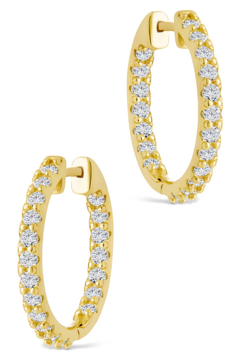 Constance Cubic Zirconia Inside Out Hoop Earrings, Alternate, color, GOLD