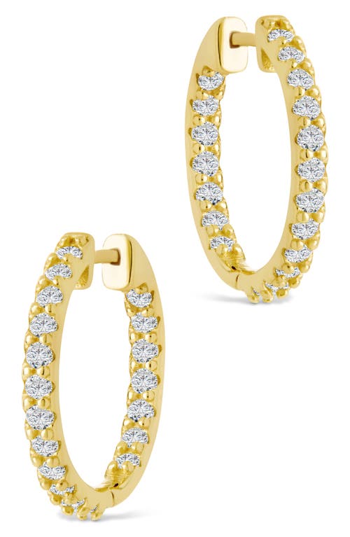Sterling Forever Constance Cubic Zirconia Inside Out Hoop Earrings In Gold