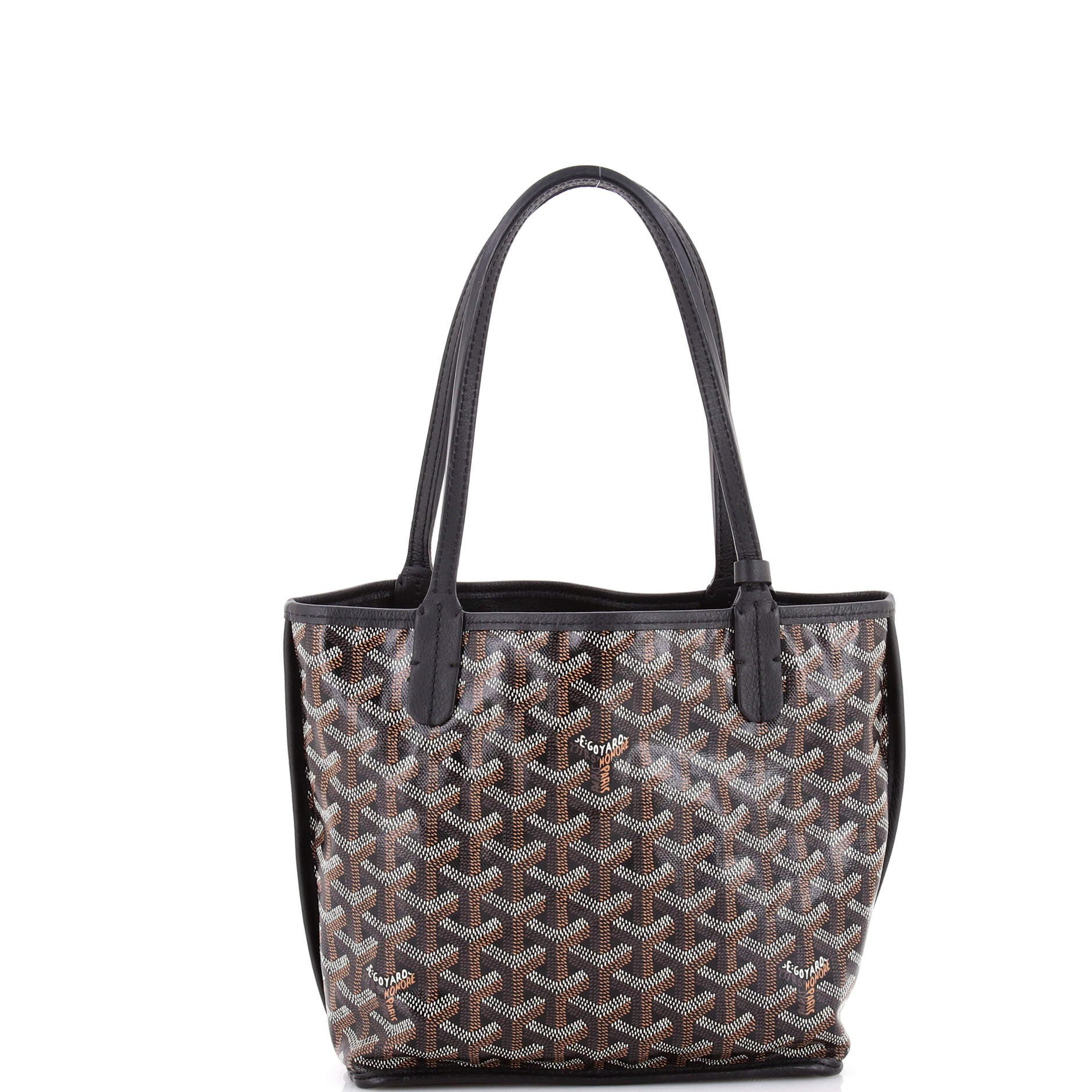 Pre-Owned Goyard Anjou Reversible Tote Coated Canvas Mini, Alternate, color, Black