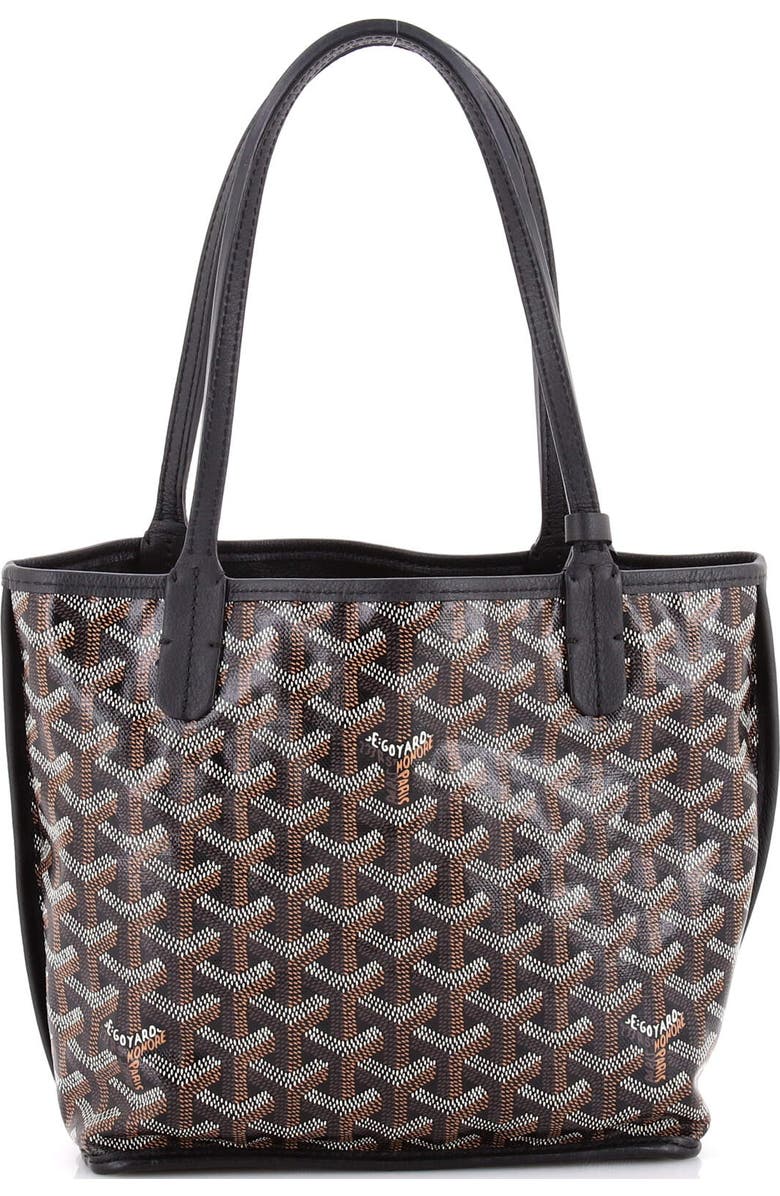 Pre-Owned Goyard Anjou Reversible Tote Coated Canvas Mini, Alternate, color, Black