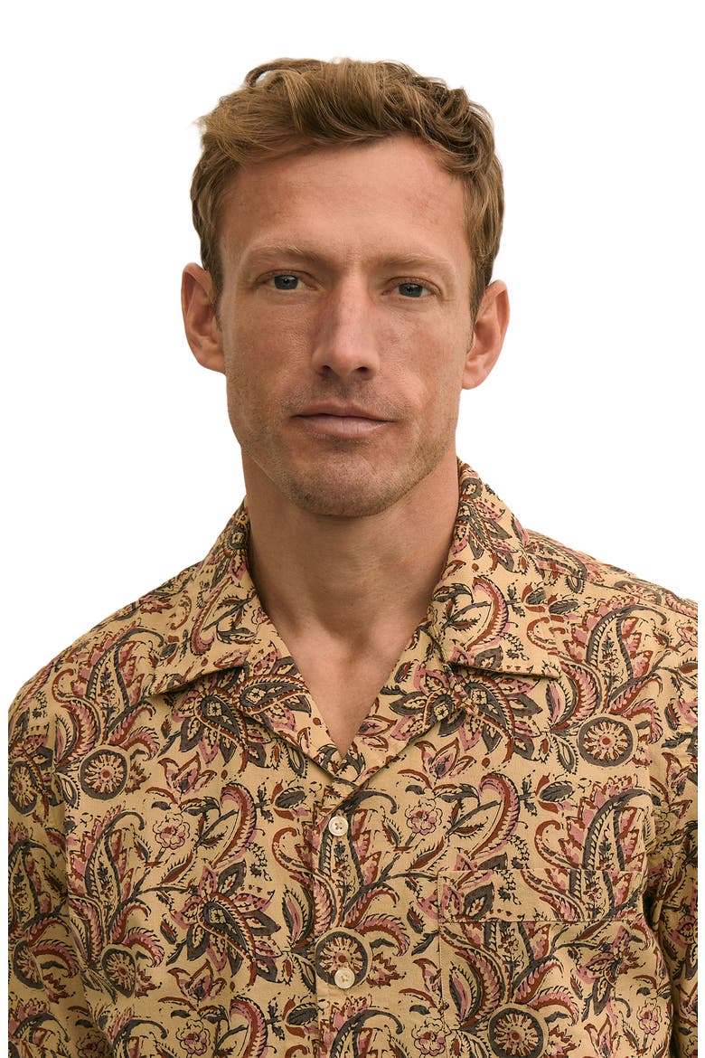 Block Print Cotton Camp Shirt, Alternate, color, PAISLEY
