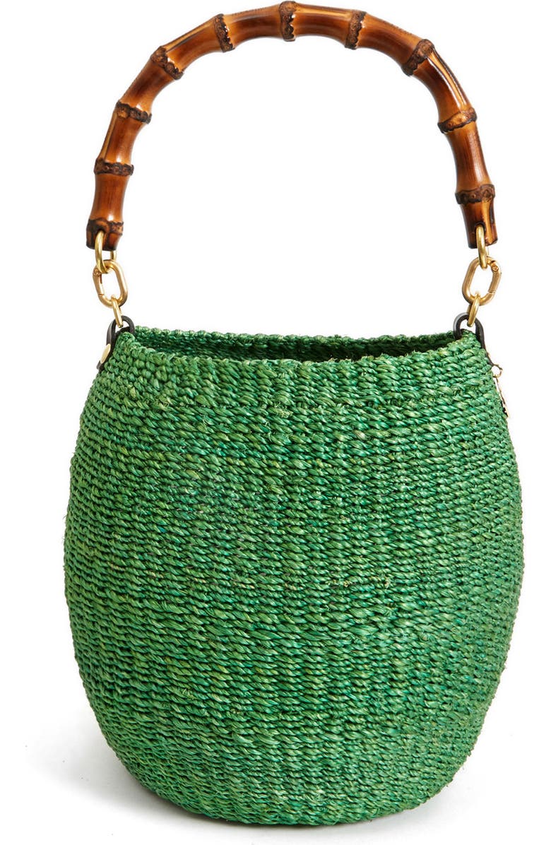 Clare V. Pot de Miel Bamboo Top Handle Straw Basket Bag, Main, color,
