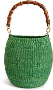 Clare V. Pot de Miel Bamboo Top Handle Straw Basket Bag