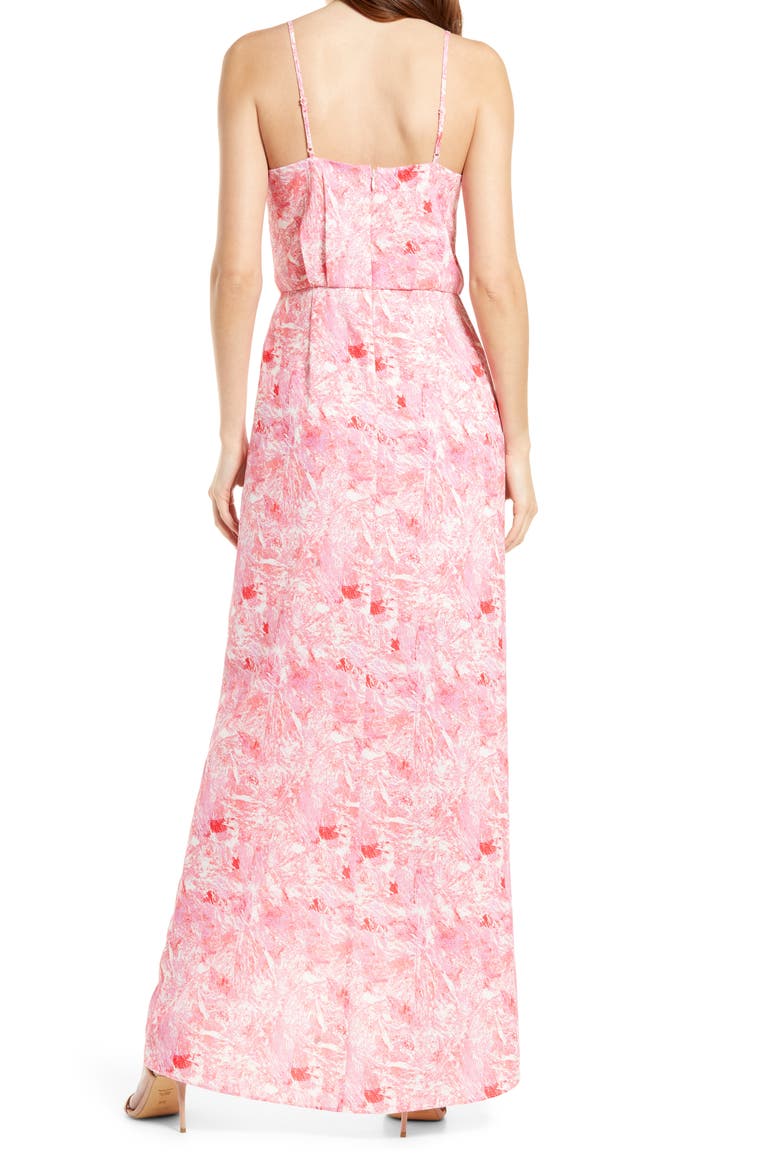 Faux Wrap Camisole Dress, Alternate, color, PINK- RED SPLATTER PAINT