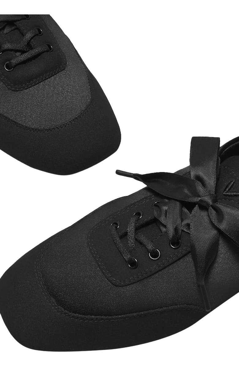 VIVAIA Square-Toe Lace-Up Satin Sneakerina, Alternate, color, Black