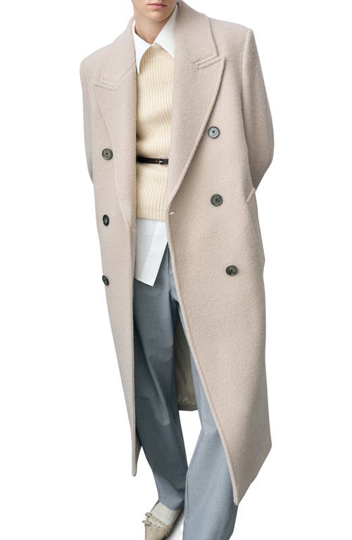 Shop Mango Double Breasted Wool Coat In Light/pastel Grey